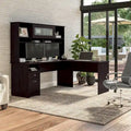 72W L-shaped Computer Desk with Hutch and Drawers