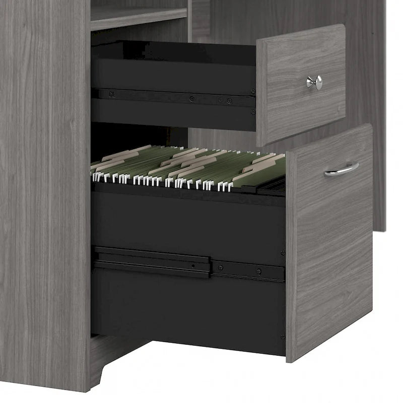 72W L-shaped Computer Desk with Hutch and Drawers
