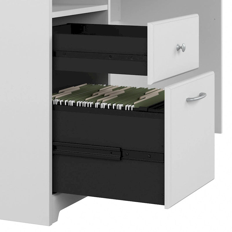 72W L-shaped Computer Desk with Hutch and Drawers