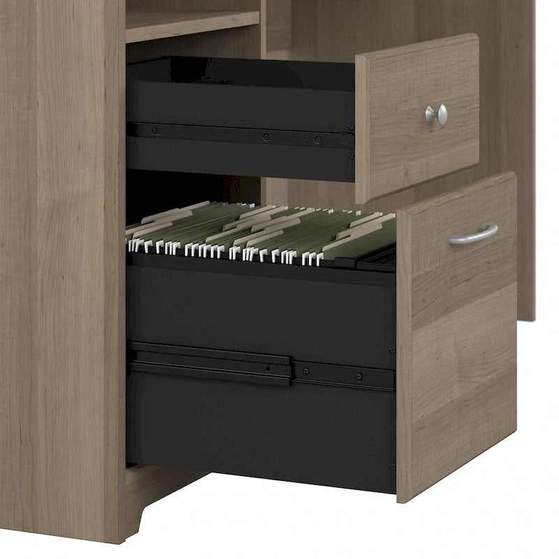 72W L-shaped Computer Desk with Hutch and Drawers