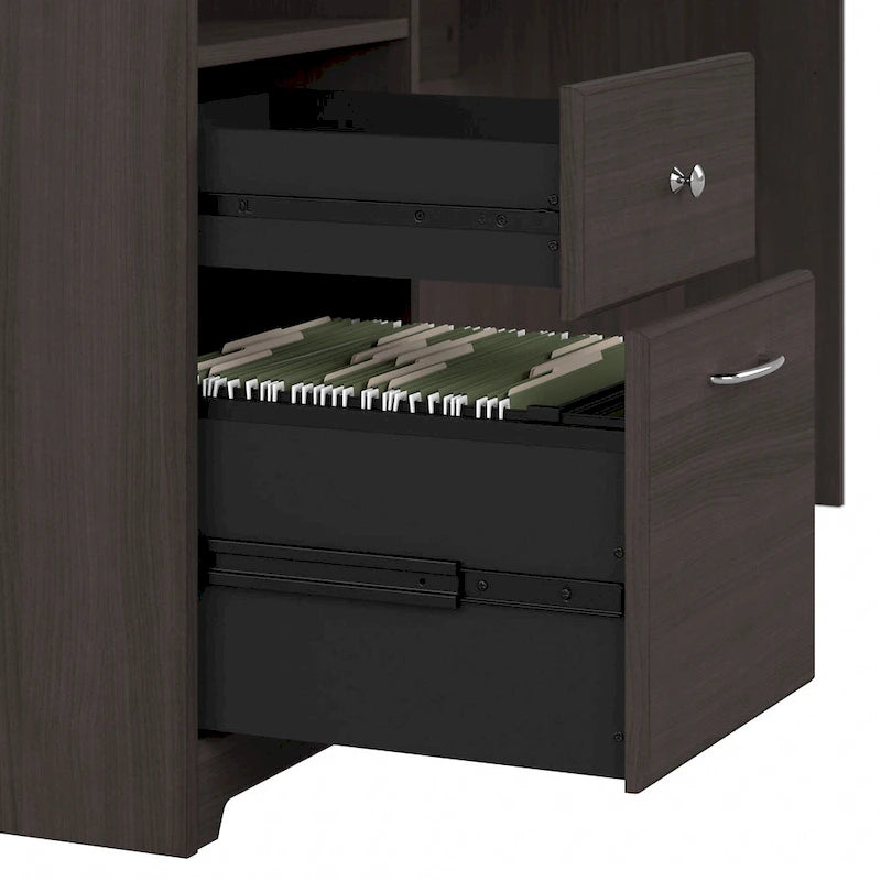 72W L-shaped Computer Desk with Hutch and Drawers