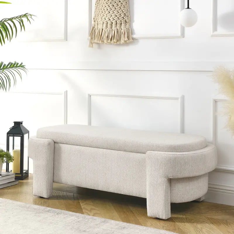Chenille Upholstered Storage Bench with Turned Legs for Elegant Spaces