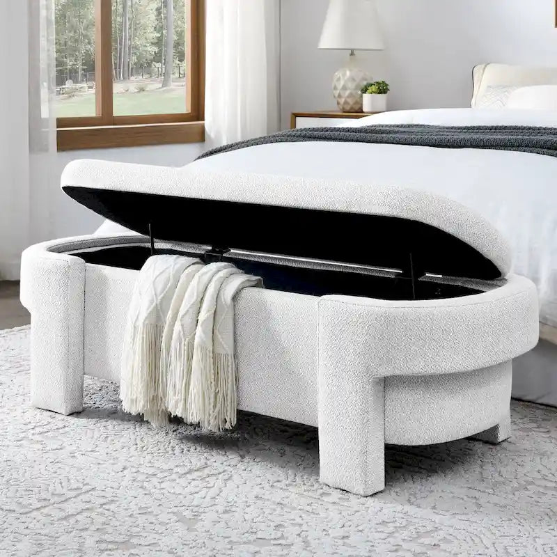Chenille Upholstered Storage Bench with Turned Legs for Elegant Spaces