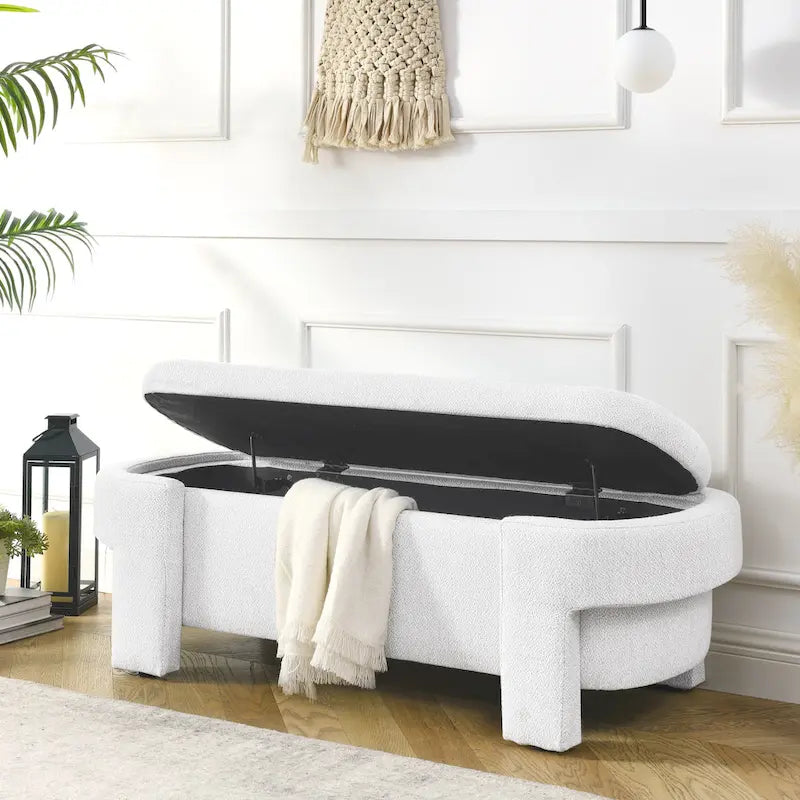 Chenille Upholstered Storage Bench with Turned Legs for Elegant Spaces