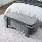 Mit Chenille bezogene Sitzbank mit gedrechselten Beinen für elegante Räume