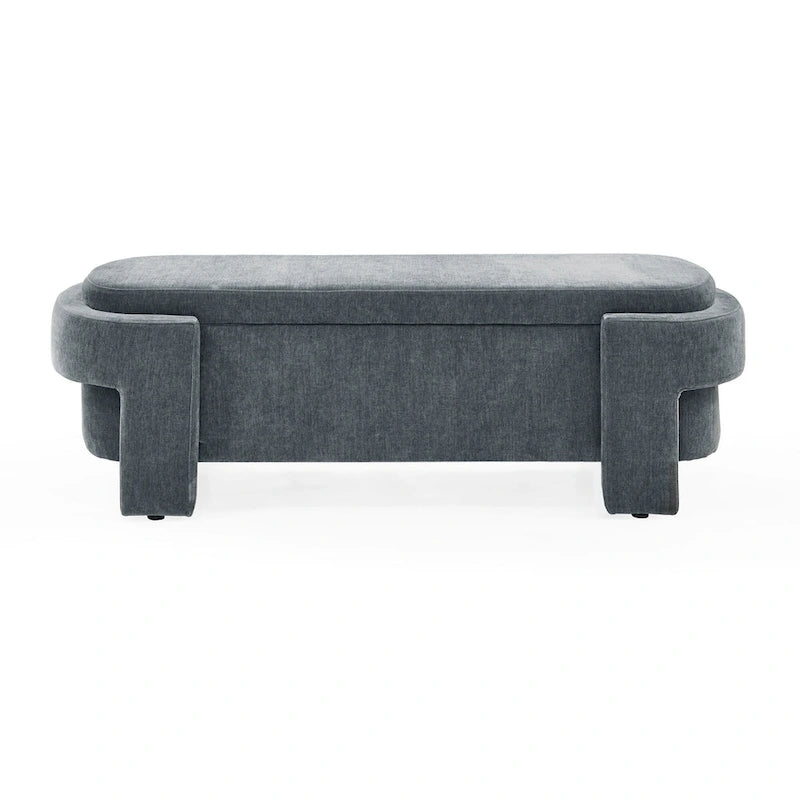 Chenille Upholstered Storage Bench with Turned Legs for Elegant Spaces