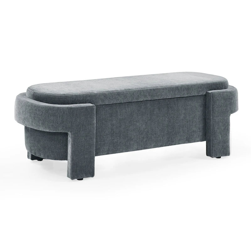 Chenille Upholstered Storage Bench with Turned Legs for Elegant Spaces