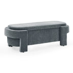 Mit Chenille bezogene Sitzbank mit gedrechselten Beinen für elegante Räume
