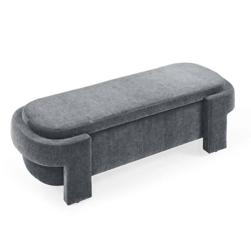 Chenille Upholstered Storage Bench with Turned Legs for Elegant Spaces