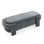 Mit Chenille bezogene Sitzbank mit gedrechselten Beinen für elegante Räume