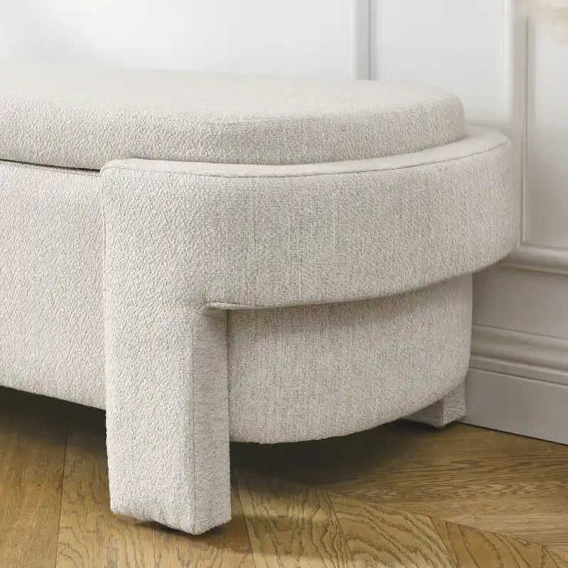 Chenille Upholstered Storage Bench with Turned Legs for Elegant Spaces