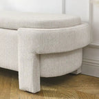 Mit Chenille bezogene Sitzbank mit gedrechselten Beinen für elegante Räume