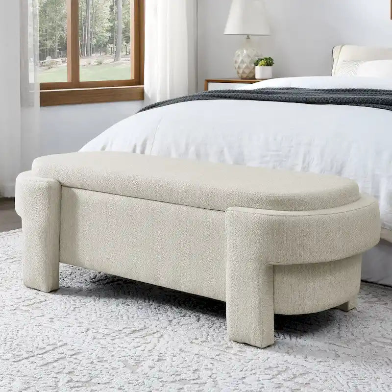 Chenille Upholstered Storage Bench with Turned Legs for Elegant Spaces