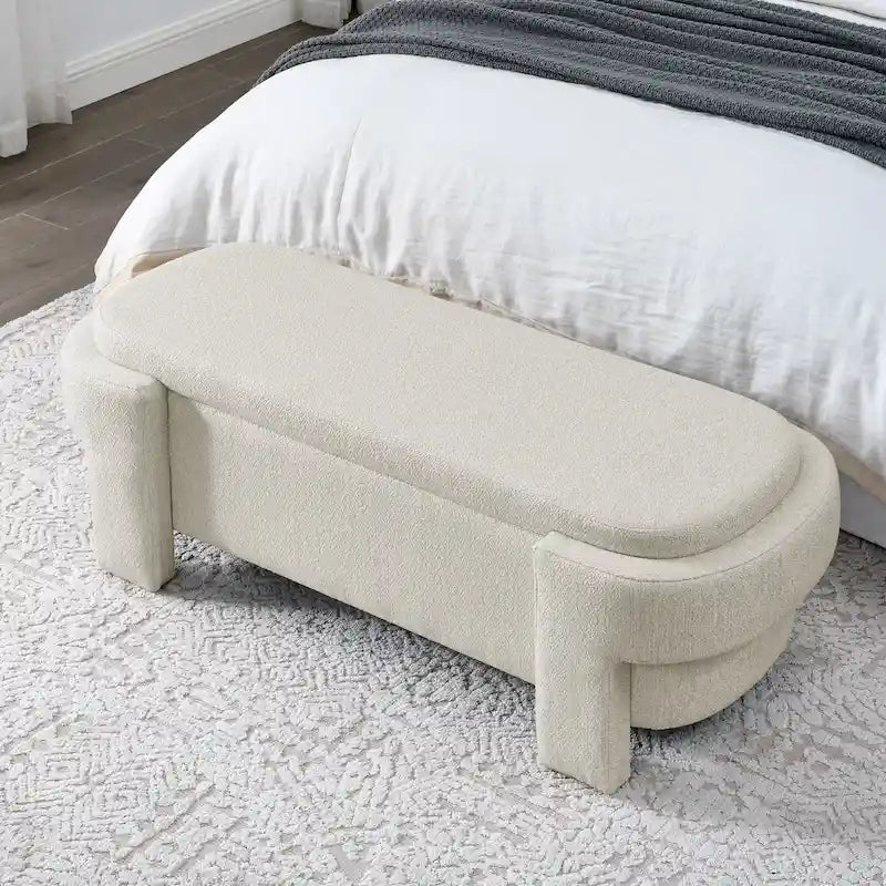 Chenille Upholstered Storage Bench with Turned Legs for Elegant Spaces