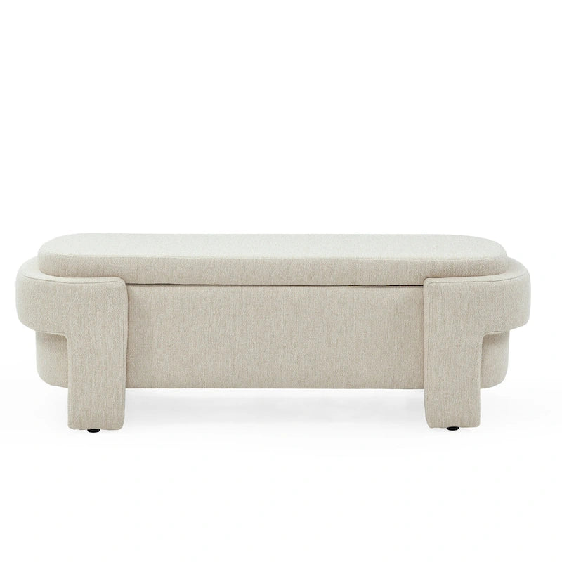 Chenille Upholstered Storage Bench with Turned Legs for Elegant Spaces