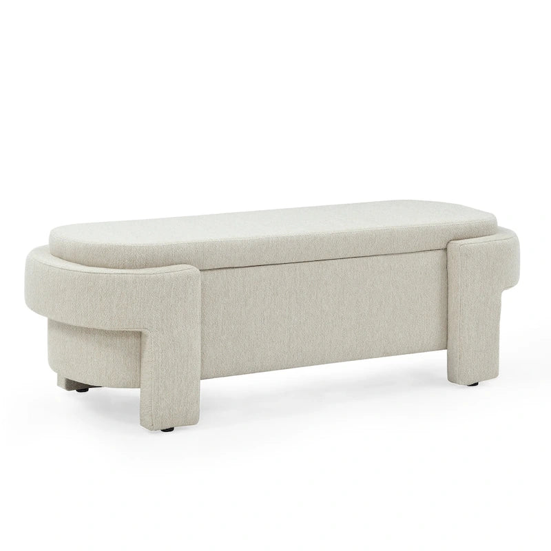 Chenille Upholstered Storage Bench with Turned Legs for Elegant Spaces