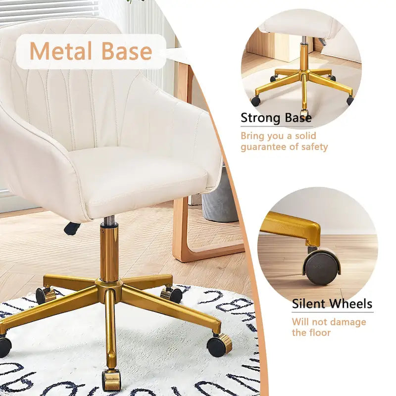 Modern Home Office Chairs Height Adjustable 360 Swivel Task Chair with Metal Base