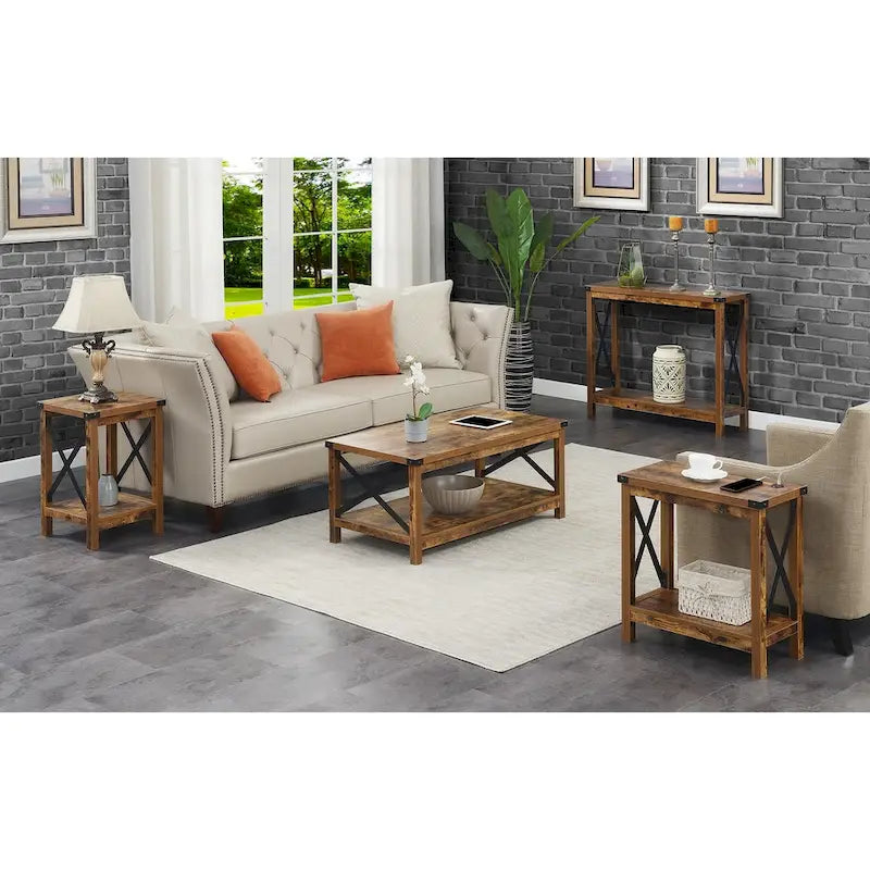 Chairside Table with Charging Station and Shelf