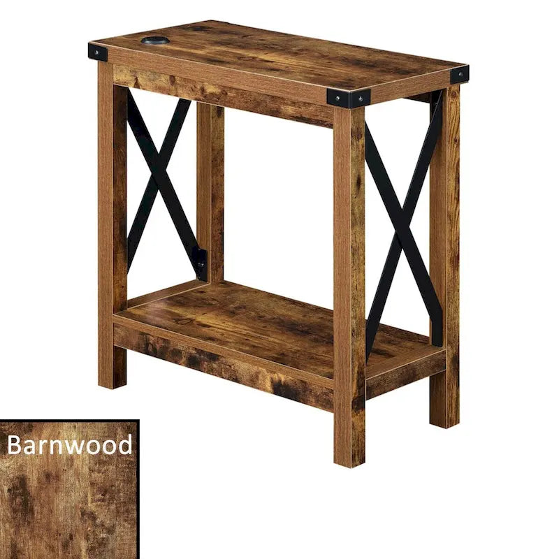 Chairside Table with Charging Station and Shelf