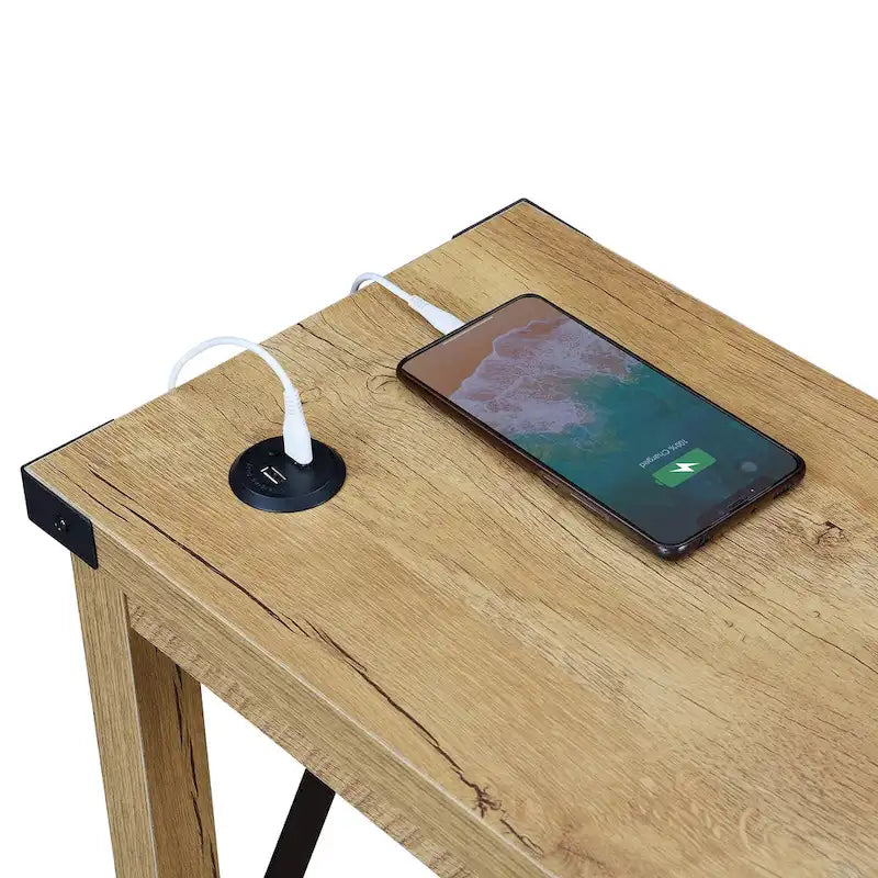 Chairside Table with Charging Station and Shelf