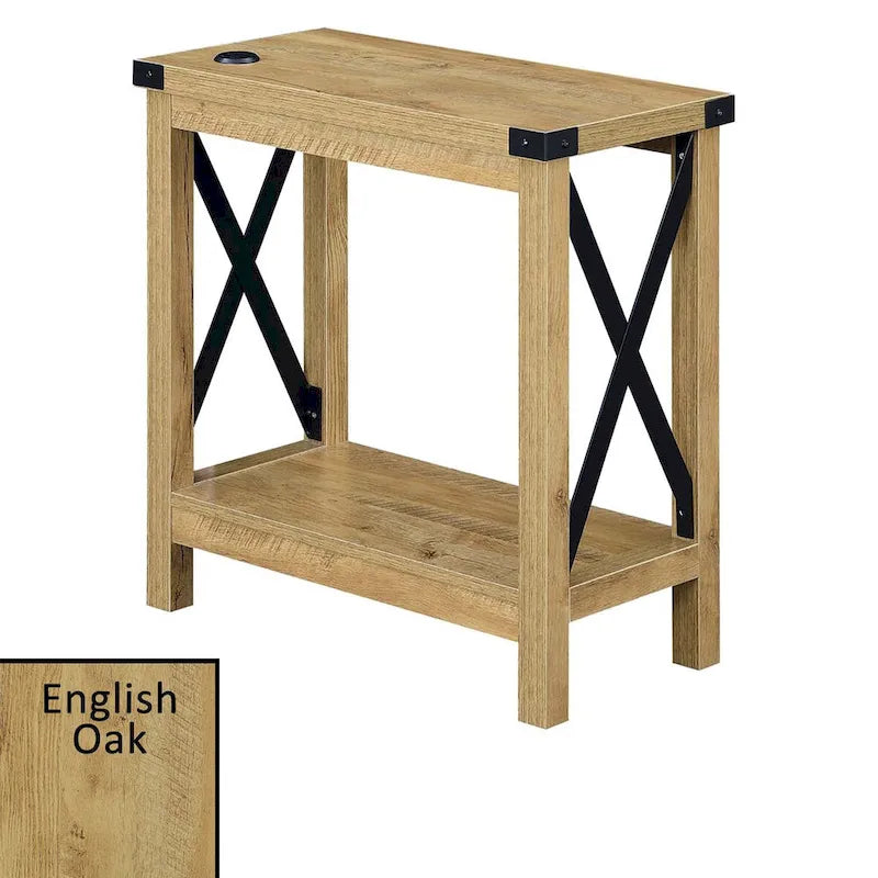 Chairside Table with Charging Station and Shelf