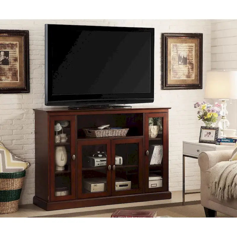 Highboy 60 TV Stand with Storage Cabinets and Shelves