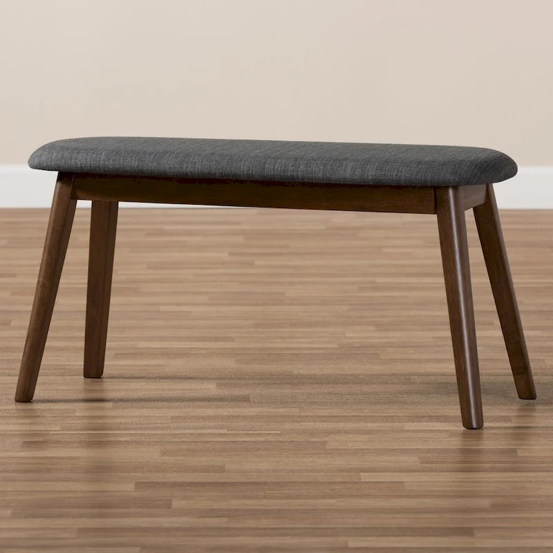 Mid-Century Fabric Upholstered Bench