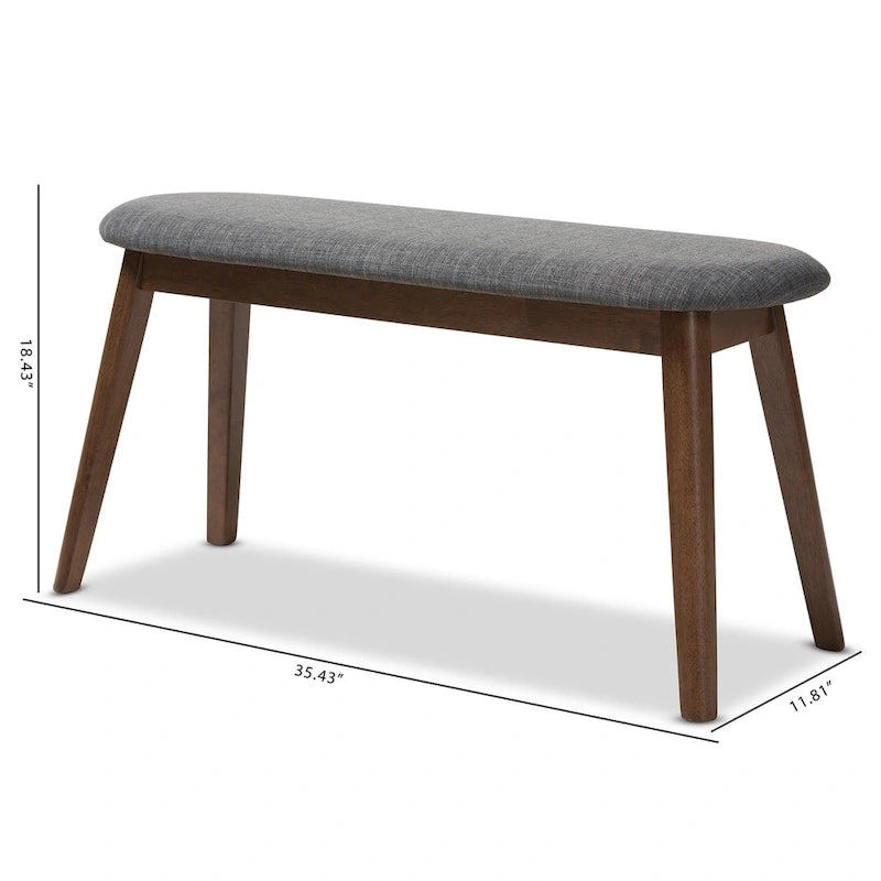Mid-Century Fabric Upholstered Bench