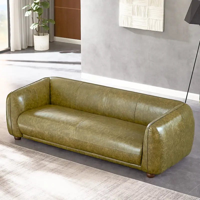 Mid Century Modern Luxury Italian Leather Couch
