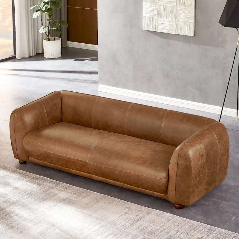 Mid Century Modern Luxury Italian Leather Couch