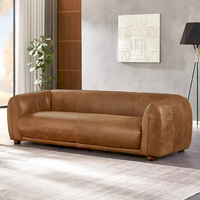 Mid Century Modern Luxury Italian Leather Couch