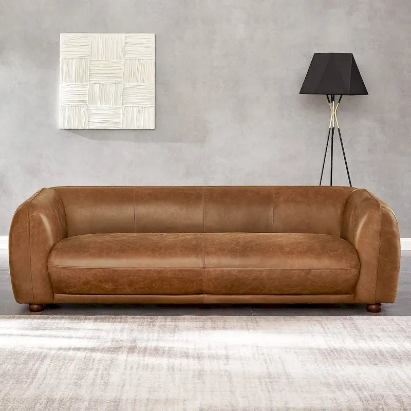 Mid Century Modern Luxury Italian Leather Couch