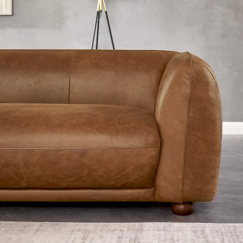 Mid Century Modern Luxury Italian Leather Couch