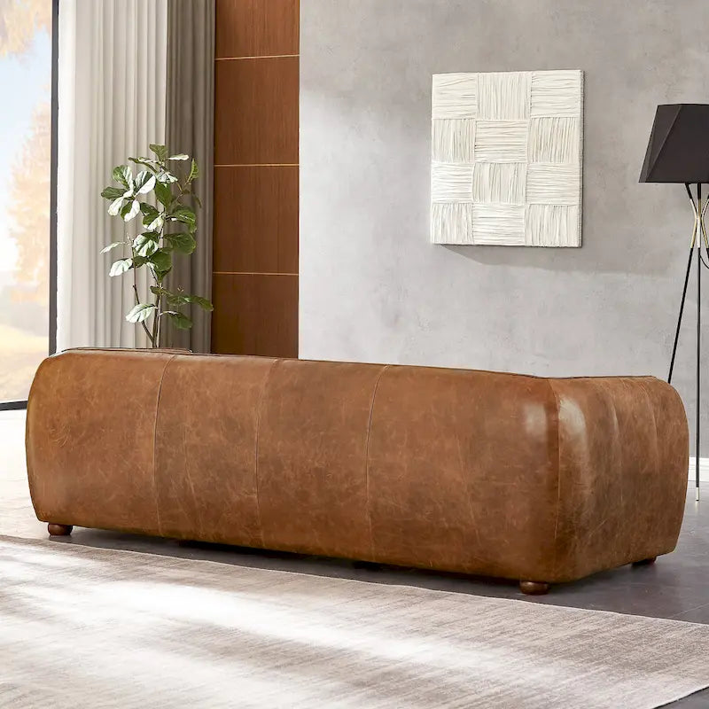 Mid Century Modern Luxury Italian Leather Couch