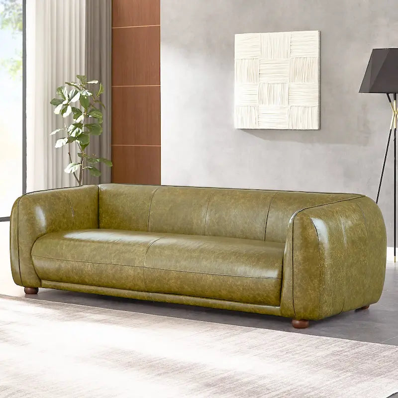 Mid Century Modern Luxury Italian Leather Couch