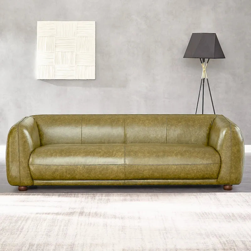 Mid Century Modern Luxury Italian Leather Couch