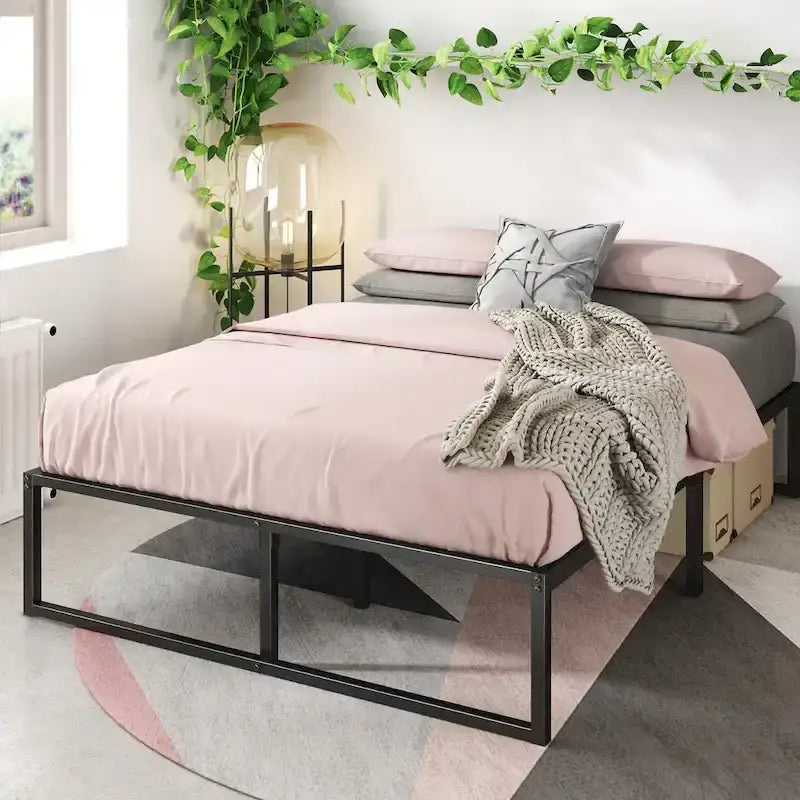 Black Metal 14-inch Platform Bed