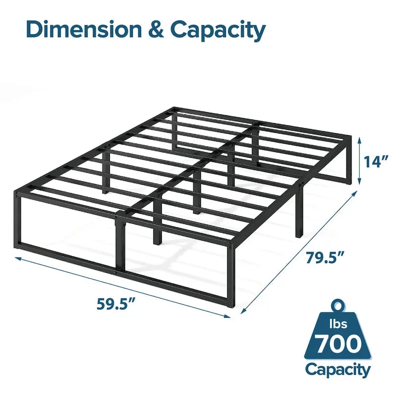 Black Metal 14-inch Platform Bed
