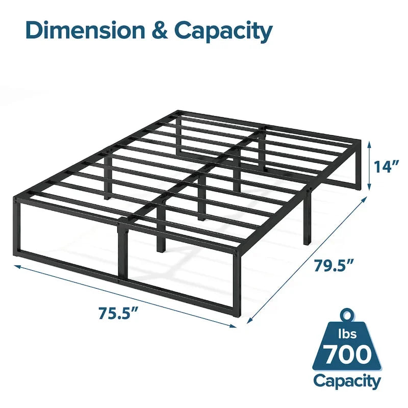 Black Metal 14-inch Platform Bed