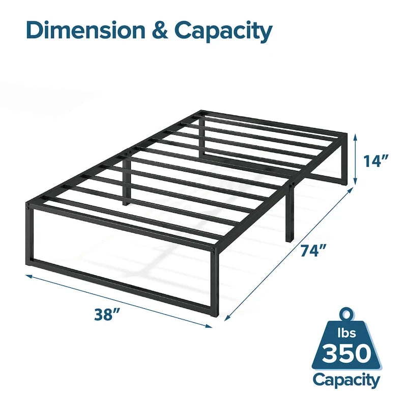 Black Metal 14-inch Platform Bed
