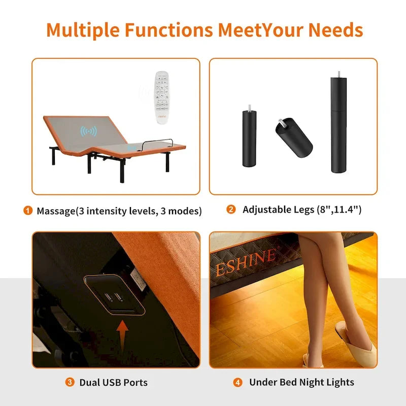 Adjustable Bed Frame - 12 inch Hybrid Memory Foam Mattress