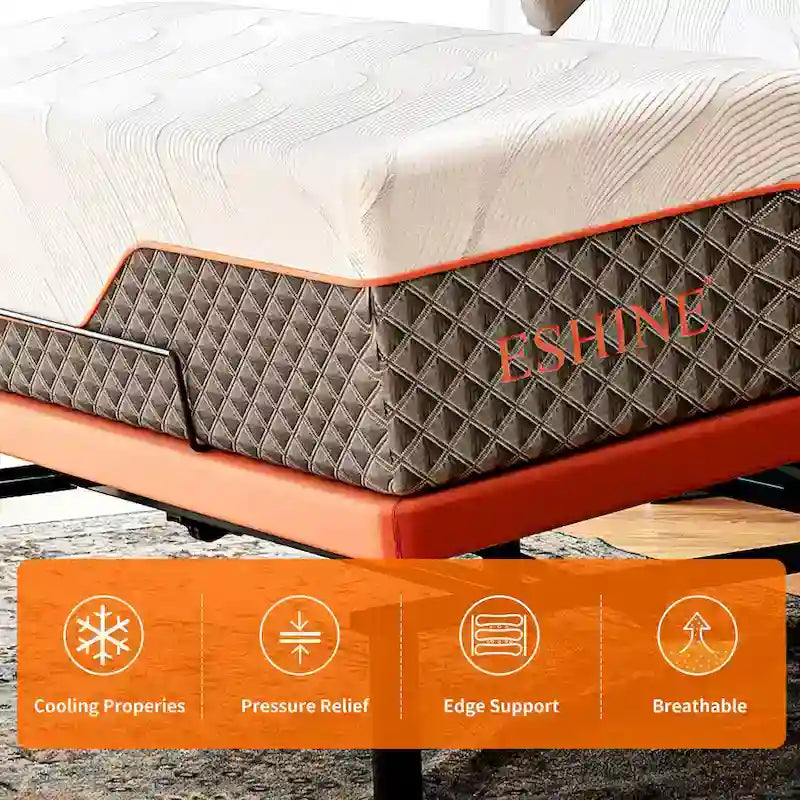 Adjustable Bed Frame - 12 inch Hybrid Memory Foam Mattress