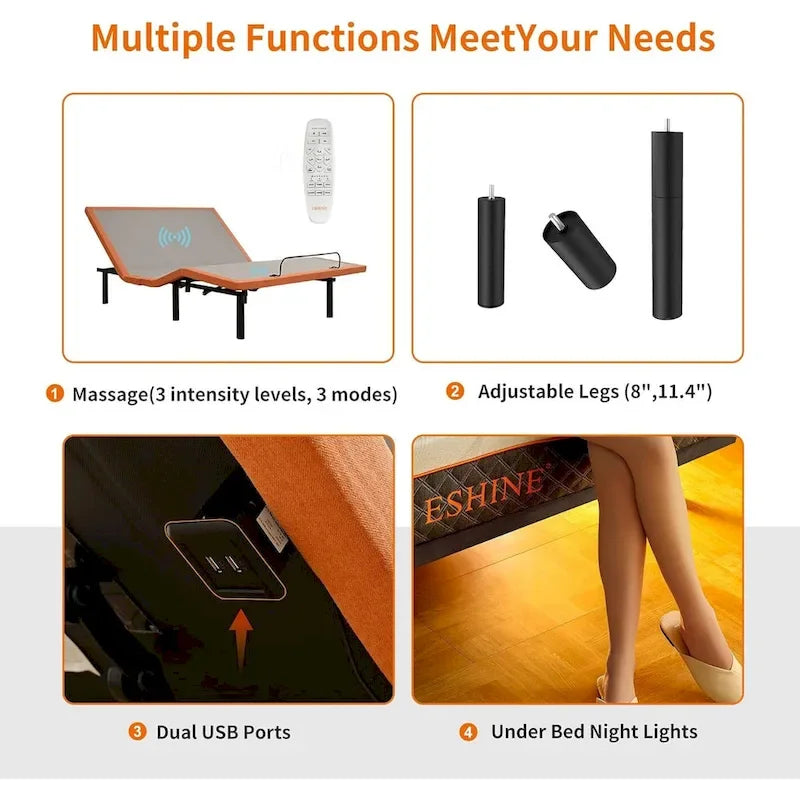 Adjustable Bed Frame - 12 inch Hybrid Memory Foam Mattress