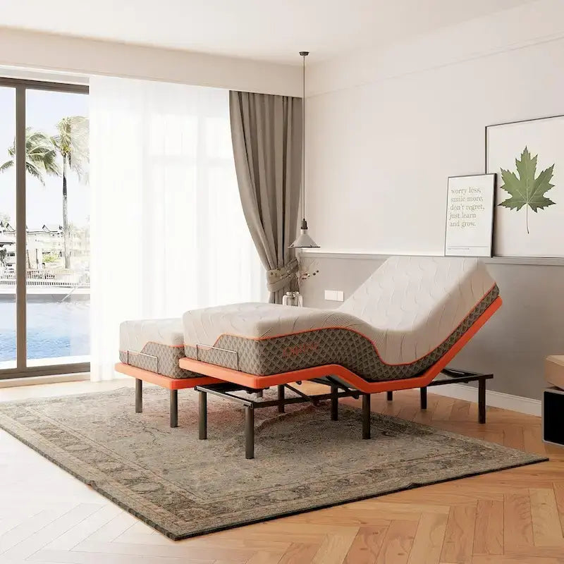 Adjustable Bed Frame - 12 inch Hybrid Memory Foam Mattress