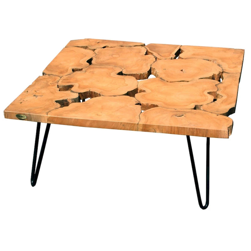 Rustic Recycled Teak Wood Ampyang Square Coffee Table