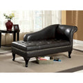 Modern Solid Wood Button Tufted Storage Chaise