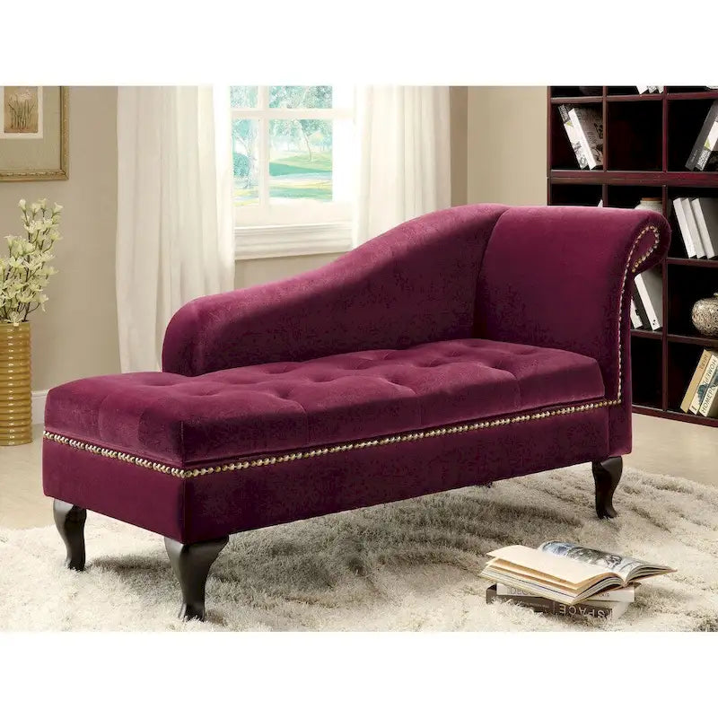 Modern Solid Wood Button Tufted Storage Chaise