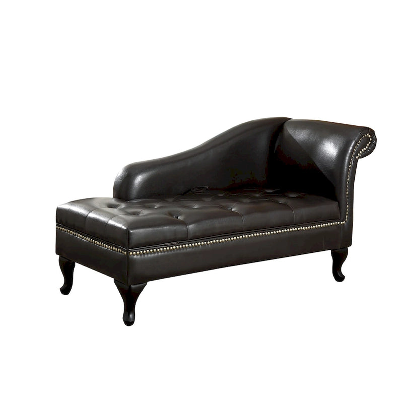 Modern Solid Wood Button Tufted Storage Chaise