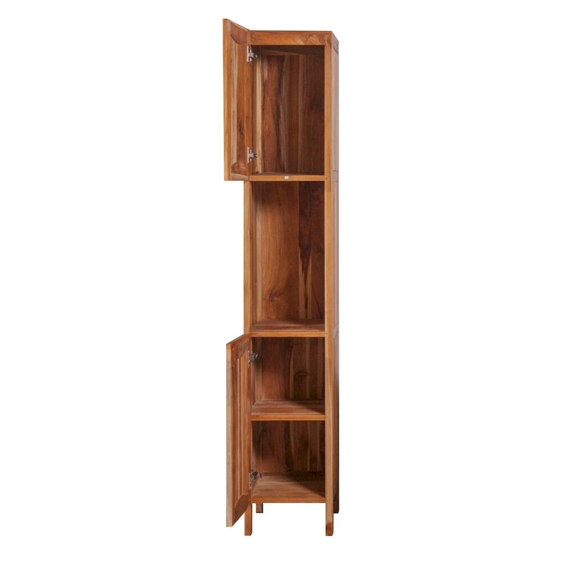 Solid Teak Bathroom Linen Tower Closet in Finish