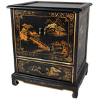 Tavolino laterale vintage con paesaggio laccato e realizzato a mano - 20.00W x 16.00D x 24.50H